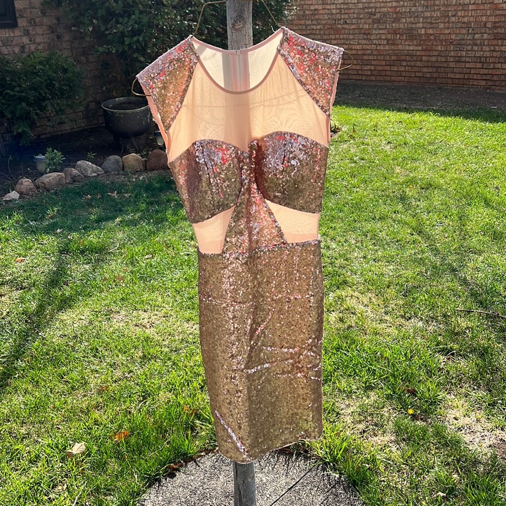 Blush and cream dress with sequins